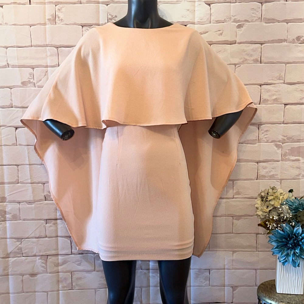 Elegant Peach Cape Dress